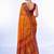 Orange floral brasso fusion saree