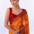 Orange floral brasso fusion saree