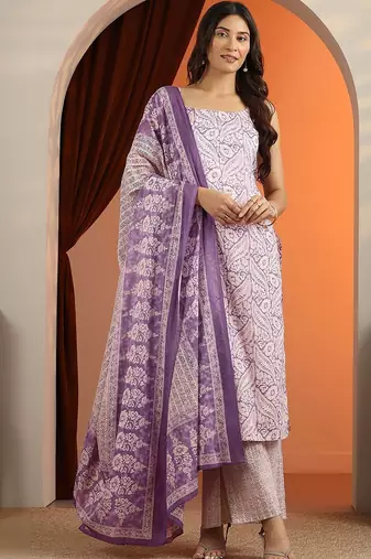 women ethnic motifs printed regular kurta with trousers & with dupatta