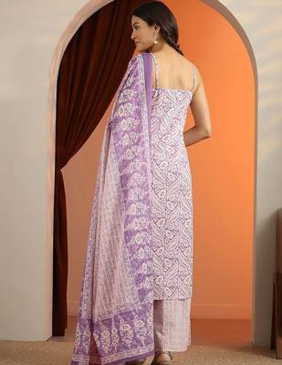women ethnic motifs printed regular kurta with trousers & with dupatta 7