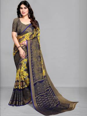 Multicolor ethnic motifs brasso saree 1