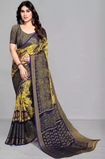 Multicolor ethnic motifs brasso saree