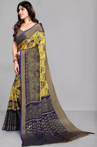 Multicolor ethnic motifs brasso saree
