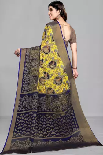 Multicolor ethnic motifs brasso saree