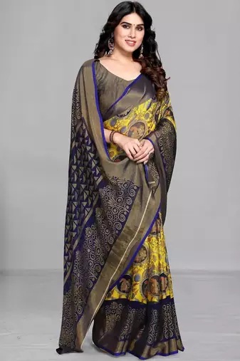 Multicolor ethnic motifs brasso saree