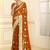 Brown embellished zari  georgette heavy work saree