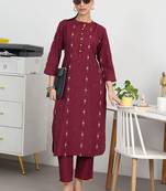 women ethnic motifs printed regular kurta with trousers