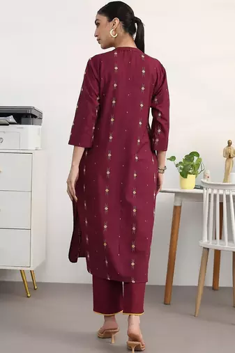 women ethnic motifs printed regular kurta with trousers