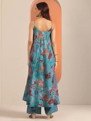 women floral printed a-line kurta set 4