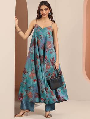 women floral printed a-line kurta set 5
