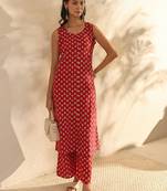 maroon floral printed cotton a-line kurta set