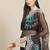 Black black & blue floral organza saree