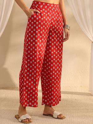 maroon floral printed cotton a-line kurta set 6