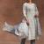 women ethnic motifs printed regular thread work kurta with trousers & with dupatta