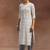 women ethnic motifs printed regular thread work kurta with trousers & with dupatta