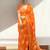 Orange batik block print ready to wear saree