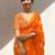 Orange batik block print ready to wear saree