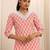 floral printed v-neck straight kurta with trousers & dupatta