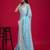 Blue blue embellished mirror work organza saree