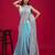 Blue blue embellished mirror work organza saree