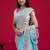 Blue blue embellished mirror work organza saree