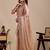 Peach floral sequinned silk blend designer saree