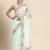 Turquoise floral organza saree
