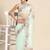 Turquoise floral organza saree