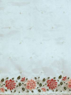 Turquoise floral organza saree 4