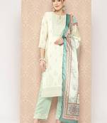 women ethnic motifs printed regular kurta with trousers & with dupatta