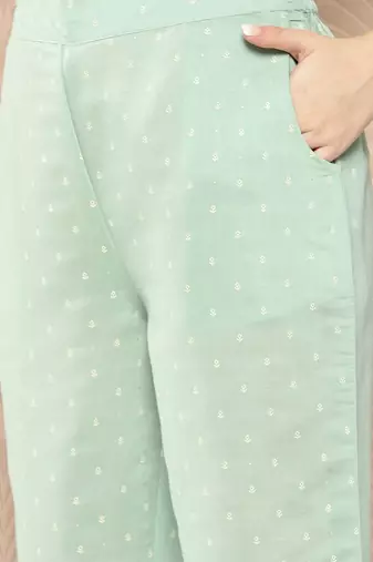 women ethnic motifs printed regular kurta with trousers & with dupatta