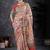 Cream floral silk blend designer banarasi saree