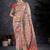 Cream floral silk blend designer banarasi saree