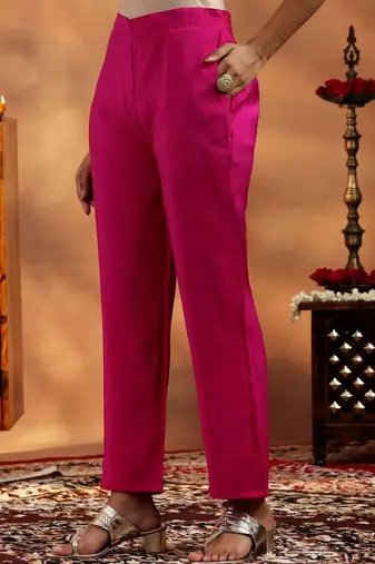 women regular thread work kurta with trousers & with dupatta