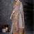 White ethnic motifs banarasi saree with matching blouse