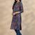 floral printed v-neck straight kurta with trousers & dupatta