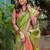 Green striped zari tissue banarasi saree