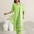 ethnic motifs printed v-neck thread work straight kurta with trousers & dupatta