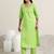 ethnic motifs printed v-neck thread work straight kurta with trousers & dupatta
