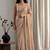 Peach embellished beads and stones tissue designer saree