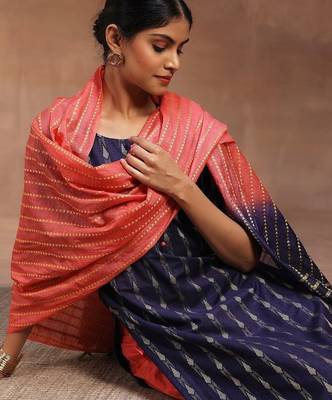 women ethnic motifs printed regular kurta with dhoti pants & with dupatta 4