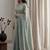 Teal embellished beads and stones tissue designer saree