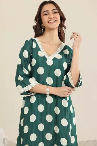 women printed regular kurta with trousers & with dupatta