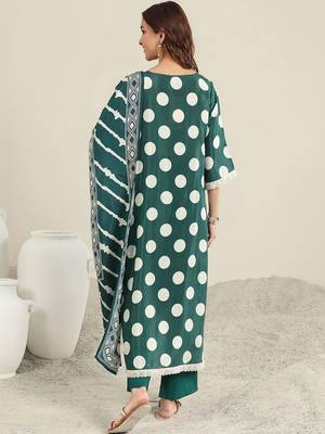 women printed regular kurta with trousers & with dupatta 6