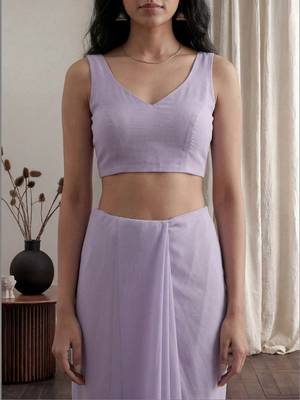 Lavender embellished embroidered tissue designer saree 5