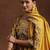 women floral printed empire thread work kurta with trousers & with dupatta