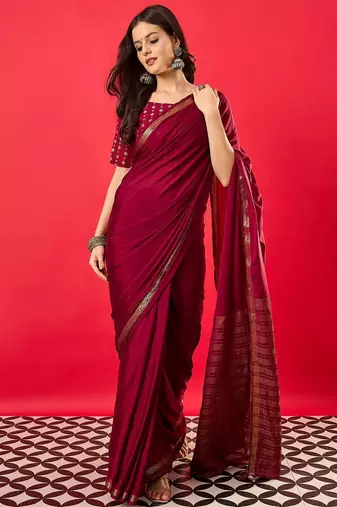 Burgundy woven design zari banarasi saree