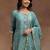 women floral printed regular thread work kurta with trousers & with dupatta