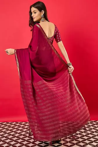 Burgundy woven design zari banarasi saree