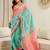 Turquoise  cotton leheriya ready to wear saree